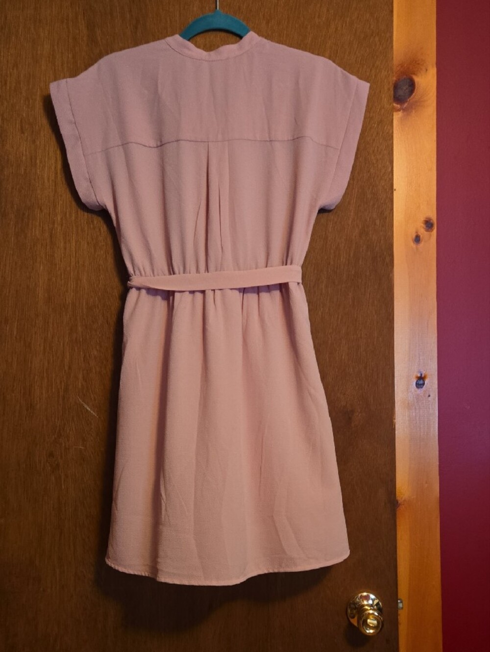 Monteau Blush Pink Belted Midi Shirt Dress - Picture 5 of 6